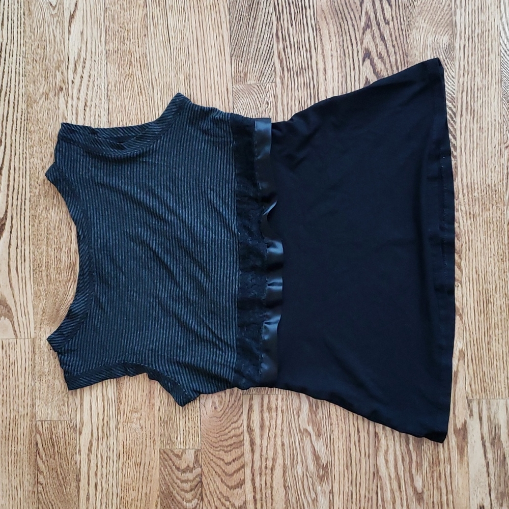 (M) Citrine Collection Viscose Blend Made in Canada Top Lace Black Tie Stripes